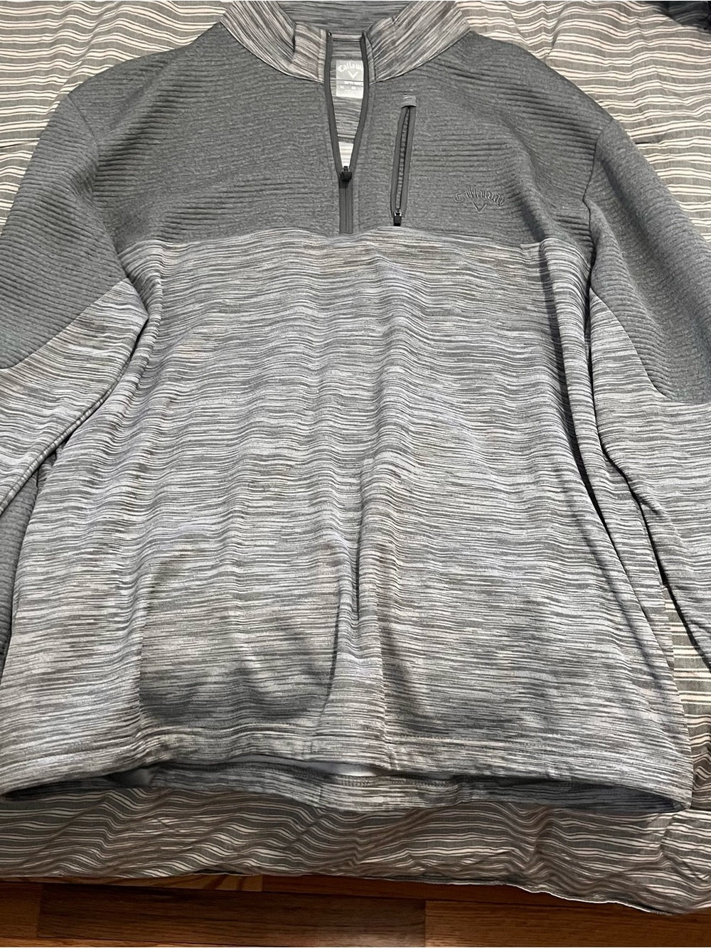 Callaway Gray Striped Quarter-Zip Pullover